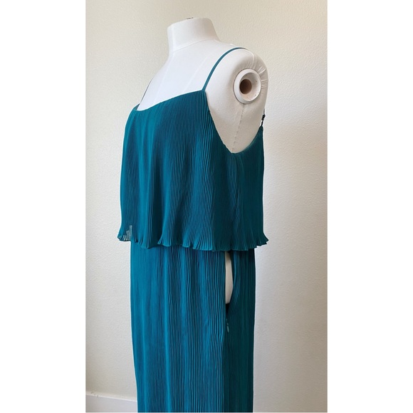 M&S Collection 12 UK Teal Pleated Tier Long Dress - Picture 5 of 5